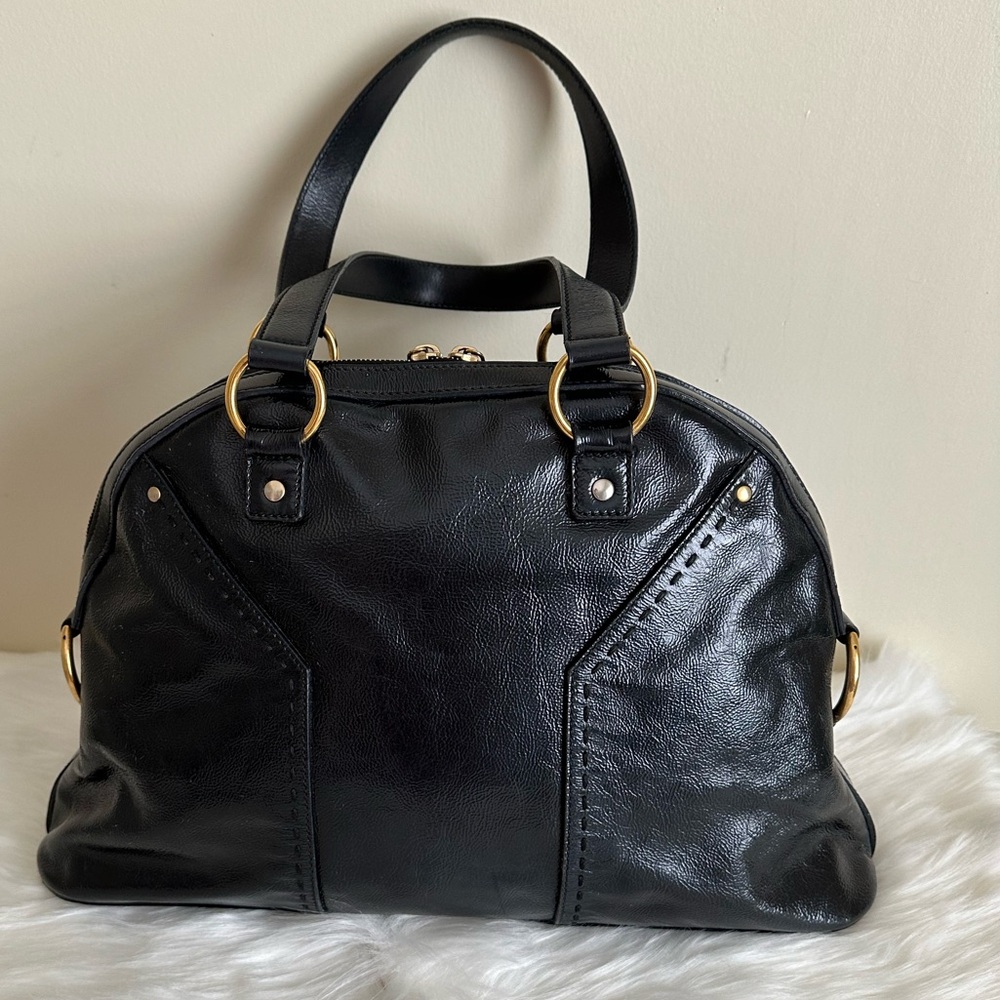 Yves Saint Laurent Black Shoulder Bag with Gold Accents - Picture 5 of 15